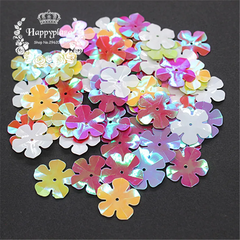 30g/pack 20mm Mix Colors Shiny AB Flower Shape PVC Loose Sequins Paillettes Wedding Sewing Craft DIY