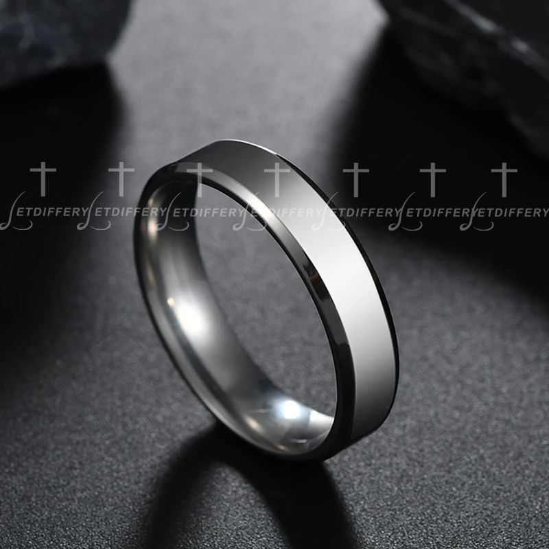 Letdiffery 6mm Simple Stainless Steel Men Ring Gold Color Women Fashion Jewelry Wholesale Size 5-13