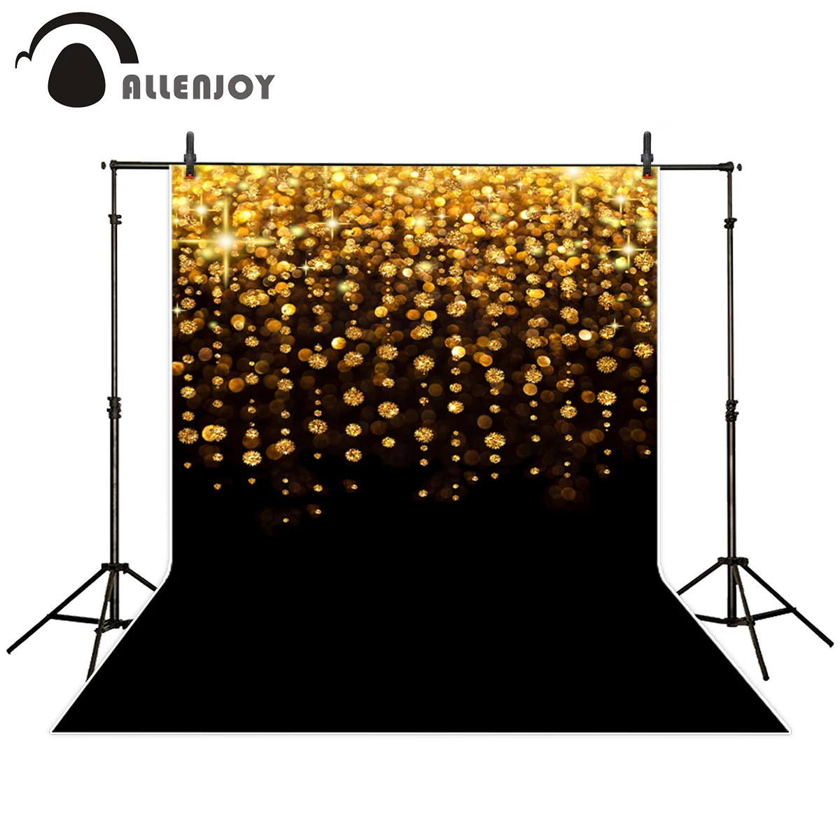 

Allenjoy photography background new year black bottom gold dots glitter Bokeh backdrop photo studio wedding photobooth photocall