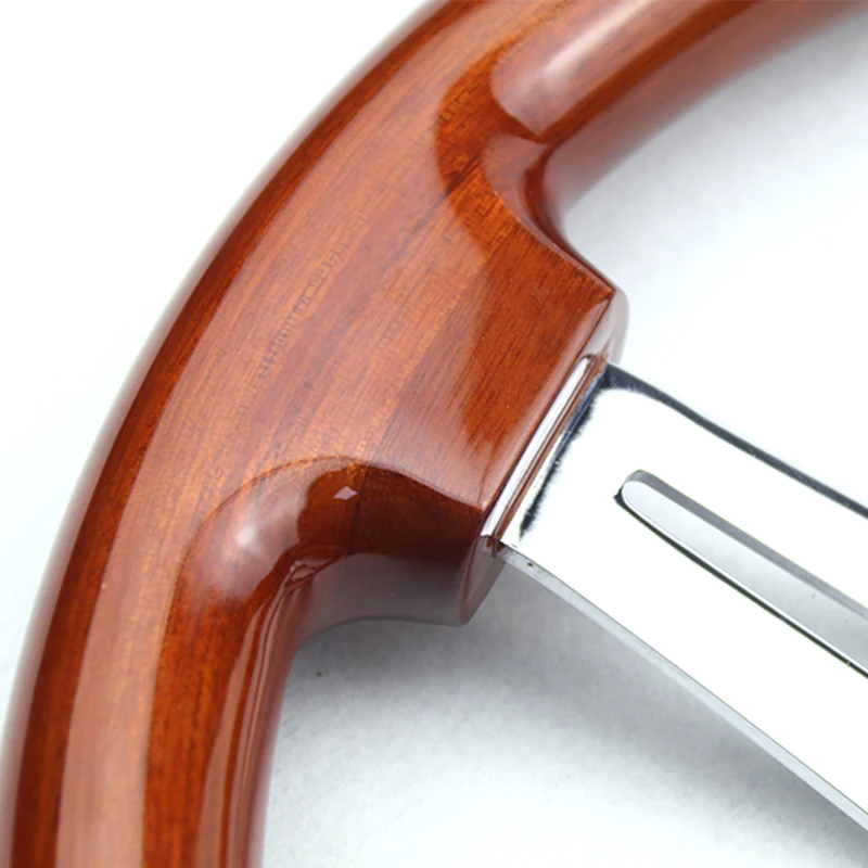 Universal Classic 350mm 14inch Car Wooden Grain Steering Wheel Wooden Steering-Wheel with Chrome Spoke