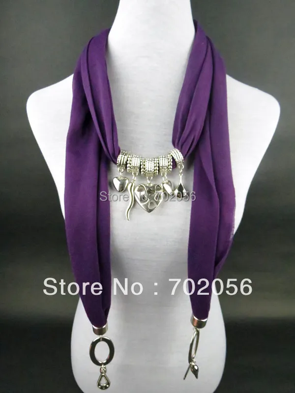 

charm Soft Charm Pendant Scarves Jewelry Scarves Fashion Jewelry Mixed Colors 20pcs/lot #2886