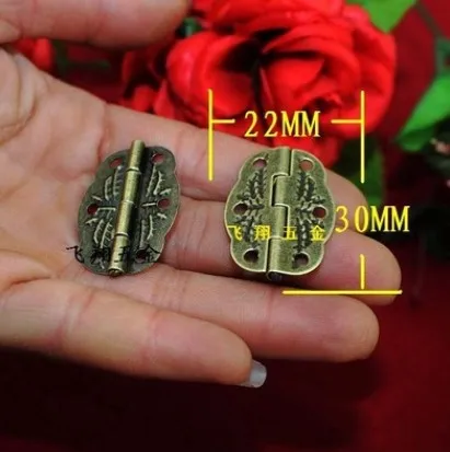

50pcs 22*30 Door Butt Hinges For Box 6 Holes Antique Bronze 22x30mm