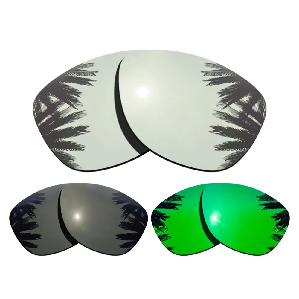 (Silver+Black+Green Mirrored Coating) 3-Pairs Polarized Replacement Lenses for Frogskins Frame 100% UVA & UVB Protection