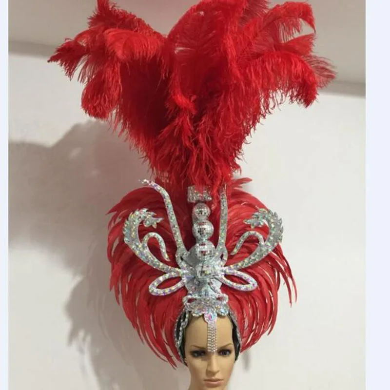 brown white pink white red feather headdress women samba party stage show feather carnival headdress for women