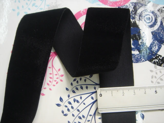 30mm width black elastic velvet ribbon elastic tape DIY material wholesale 5yard/lot