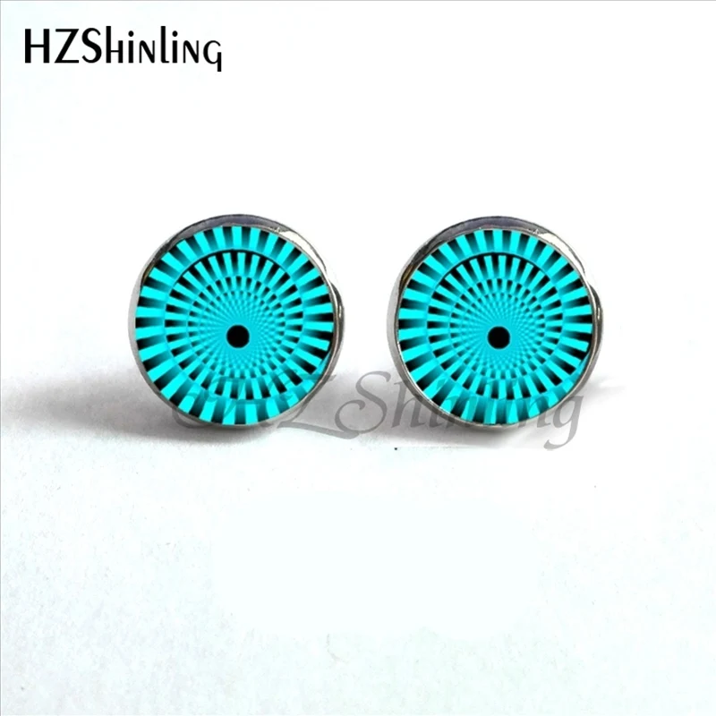 ED-0021 New Amazing Crazy spiral Earrings Handmade Art Photo Glass Dome Crazy spiral Jewelry Stud Earrings Wholesale HZ4