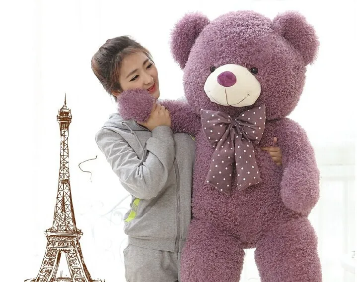 huge lovely purple teddy bear doll candy colours teddy bear with spots bow plush toy doll birthday gift about 160cm