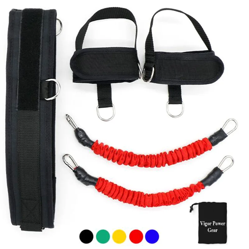 Resistance Training Tubes with Waist Belt, Ankle Straps for Boxing Training, Leg, Arm, Taekwondo, Crossfit, Jump, 50Lbs