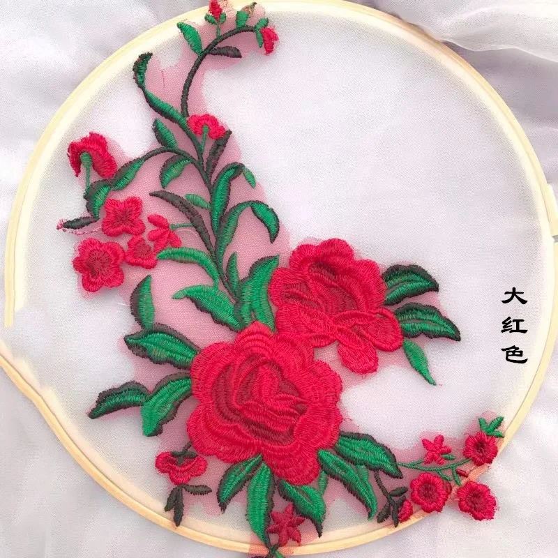 1 stück Blume Spitze Applique Stickerei Floral Patches Hochzeit Motiv Nähen auf Kleid Kleid Kostüme Rot Rosa Saphir