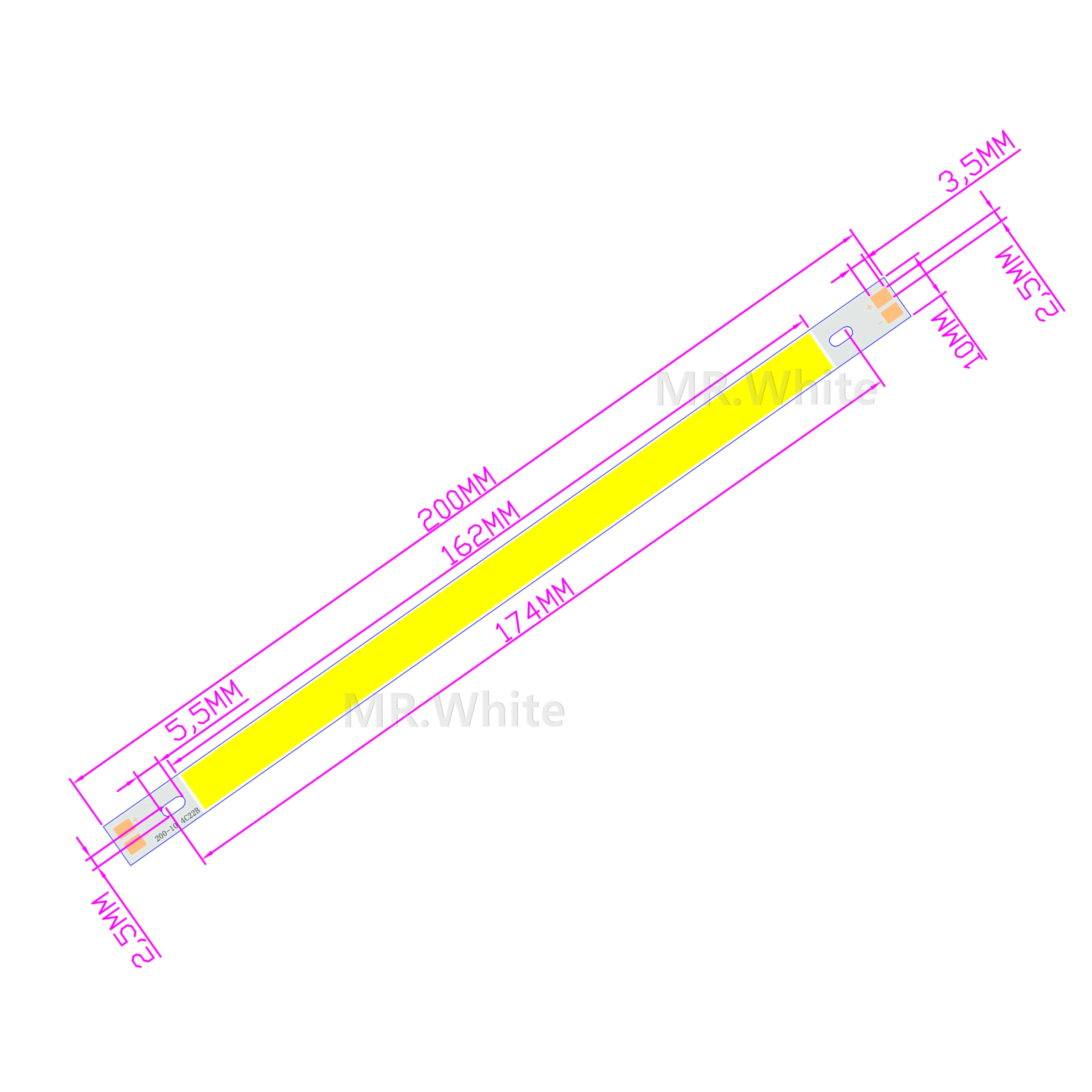 LED COB 20cm 7.87 inch 12v 10W Warm Nature White Blue Red Green Yellow for Car light DIY cob led Strip bar light bulb source