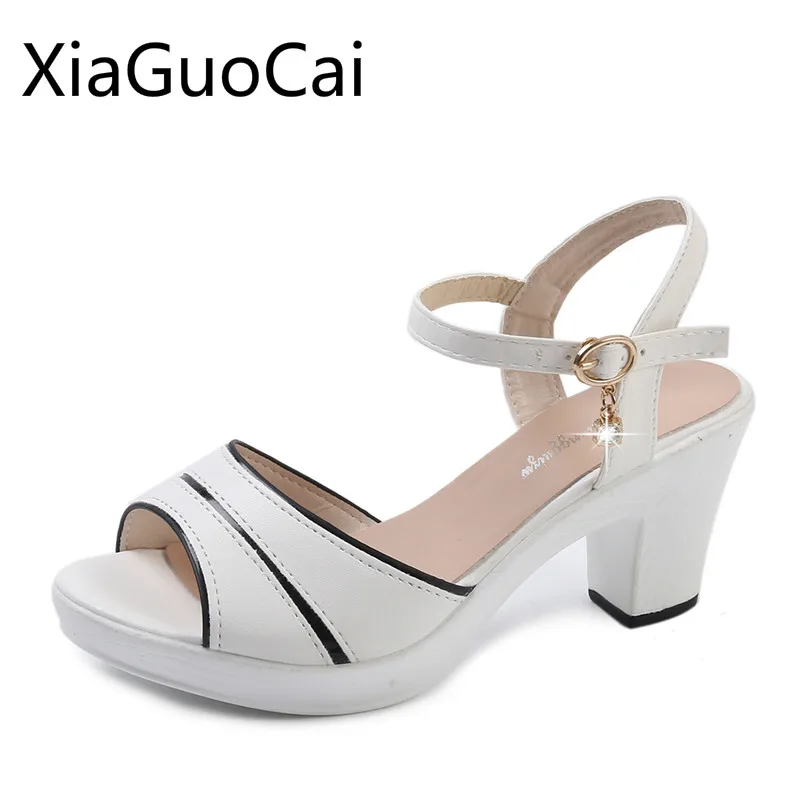 Peep Toe Summer High Heels Women Sandals Wild Word Buckle Female Platform Beach Sandals Ankle Strap Women Sandals