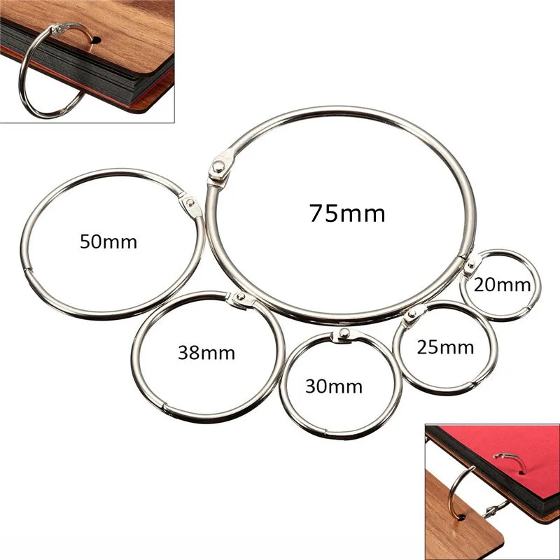 20pcs/Lot 50mm Metal Loose Leaf Book Binder Hinged Rings Keychain Album Ring Scrapbook Binders Craft Photo Album Split