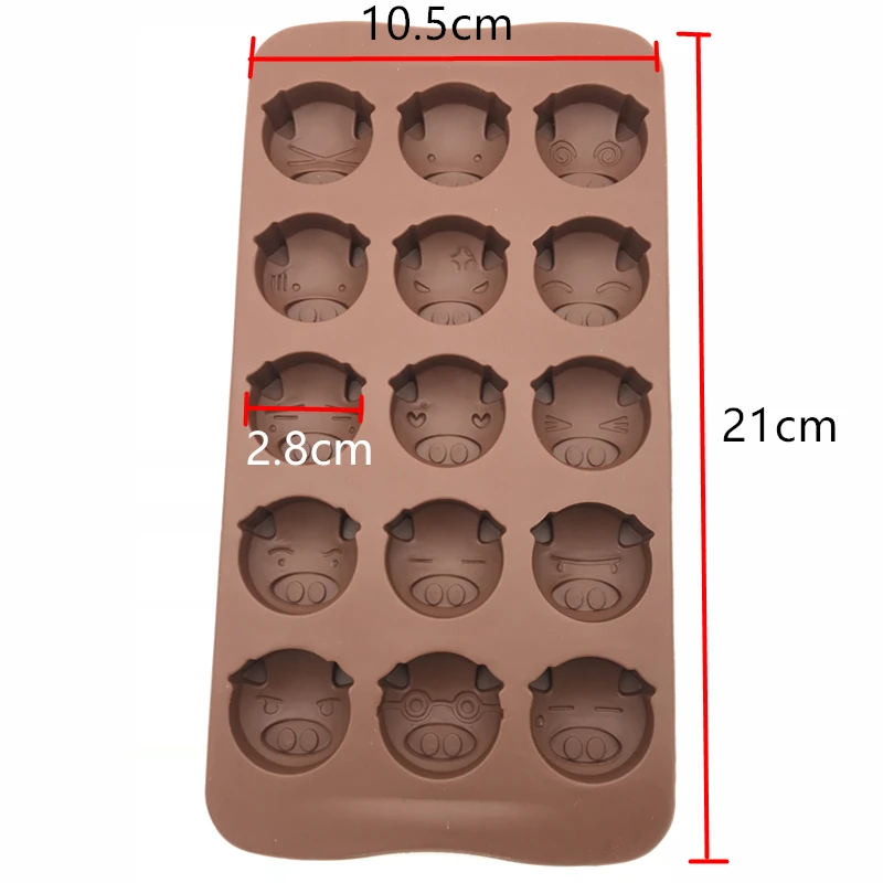 Aomily 15 Holes Funny Pig Shaped Silicone Soap Candy Fondant Chocolate Kitchen Mould Silicone Chocolate Cookies Cake DIY Mold