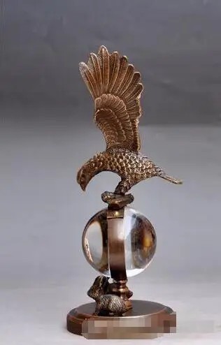 collect Bronze Copper Eagle sculpture mechanical clock table watch Statue