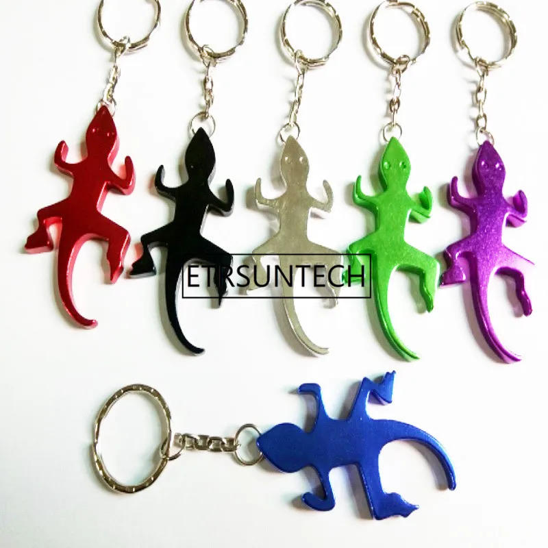 Wholesale 200pcs Gecko &Lizard Bottle Opener Keychain Aluminum Alloy Beer opener Promotion Keyring Gift Custom laser Logo