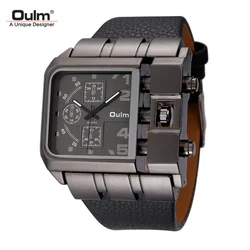 Oulm 3364 Big Size Men's Square Watches Male Quartz Clock Casual Leather Wristwatch Luxury Brand Military Watch reloj hombre