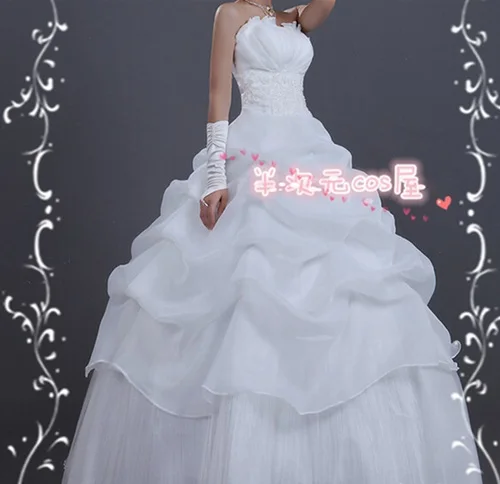 Future Diary Mirai Nikki Heroine Uryuu Minene Anime Cosplay Custom Made white weeding Dress Lolita Style