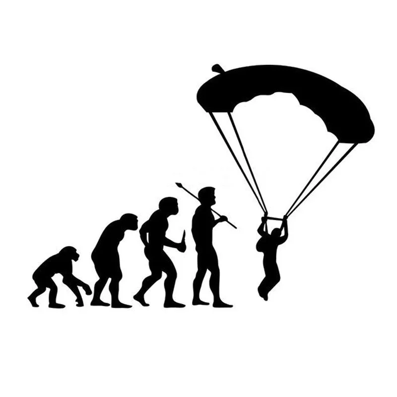 20.5*14CM Skydiving Parachute Car Stickers Human Evolutionary History Cars Decorative Stickers And Decals C2-0037