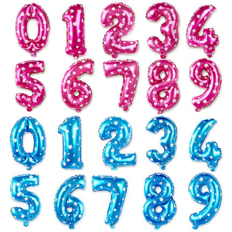 32 inch Pink-Blue Number Foil Balloons Digit air Balloons Happy Birthday Wedding Decoration Letter balloon Event Party Supplie