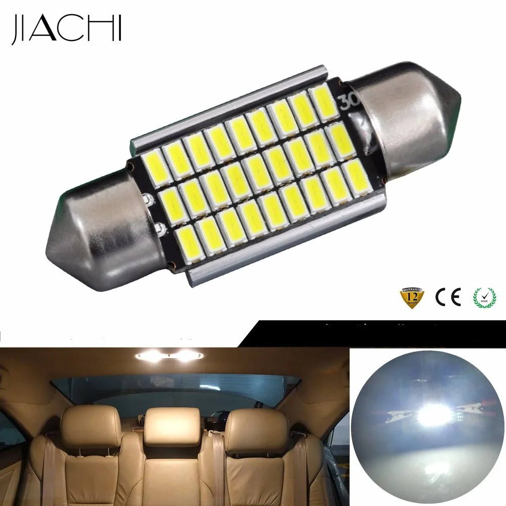 

JIACHI 100PCS High Bright C5W Canbus No OBC Error LED Lamp Festoon 36mm 3014Chip 27SMD Car Interior Reading Dome Light White 12V