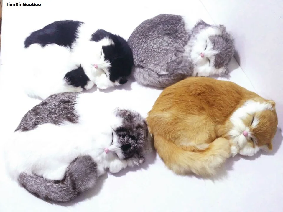 simulation sleeping cat hard model prop large 25x20cm furs cat ,home decoration toy gift s1511