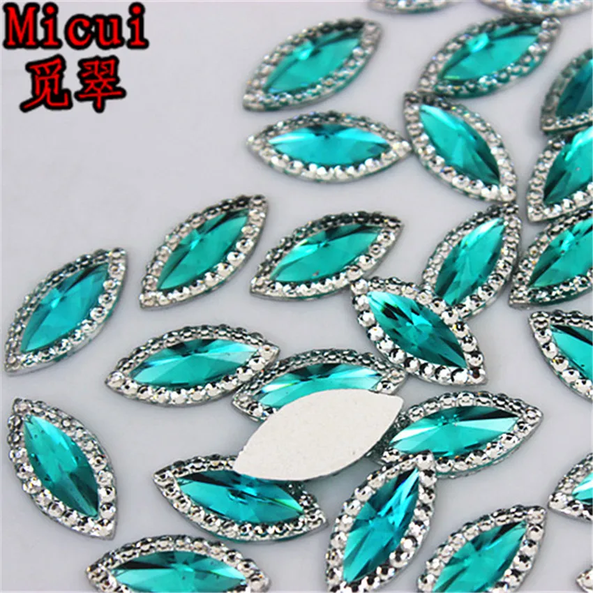 Micui 100PCS 7*15mm AB Clear Horse Eye Resin Rhinestone Flatback Gems Strass Crystal Stones For Dress Crafts Decorations MC537