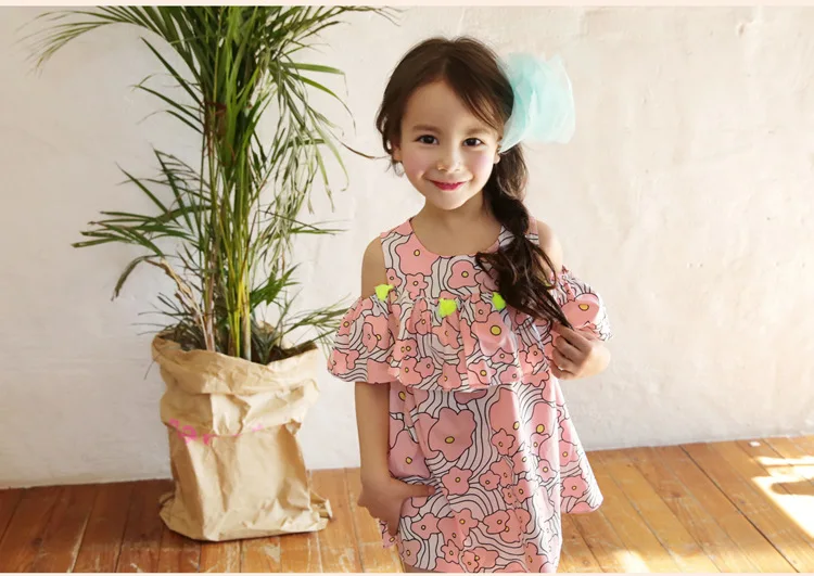 

2023 Summer Girls Dresses Korean Style Holiday Birthday Party Floral Sun Dress Baby Children Girl Kids Clothing 2-10T