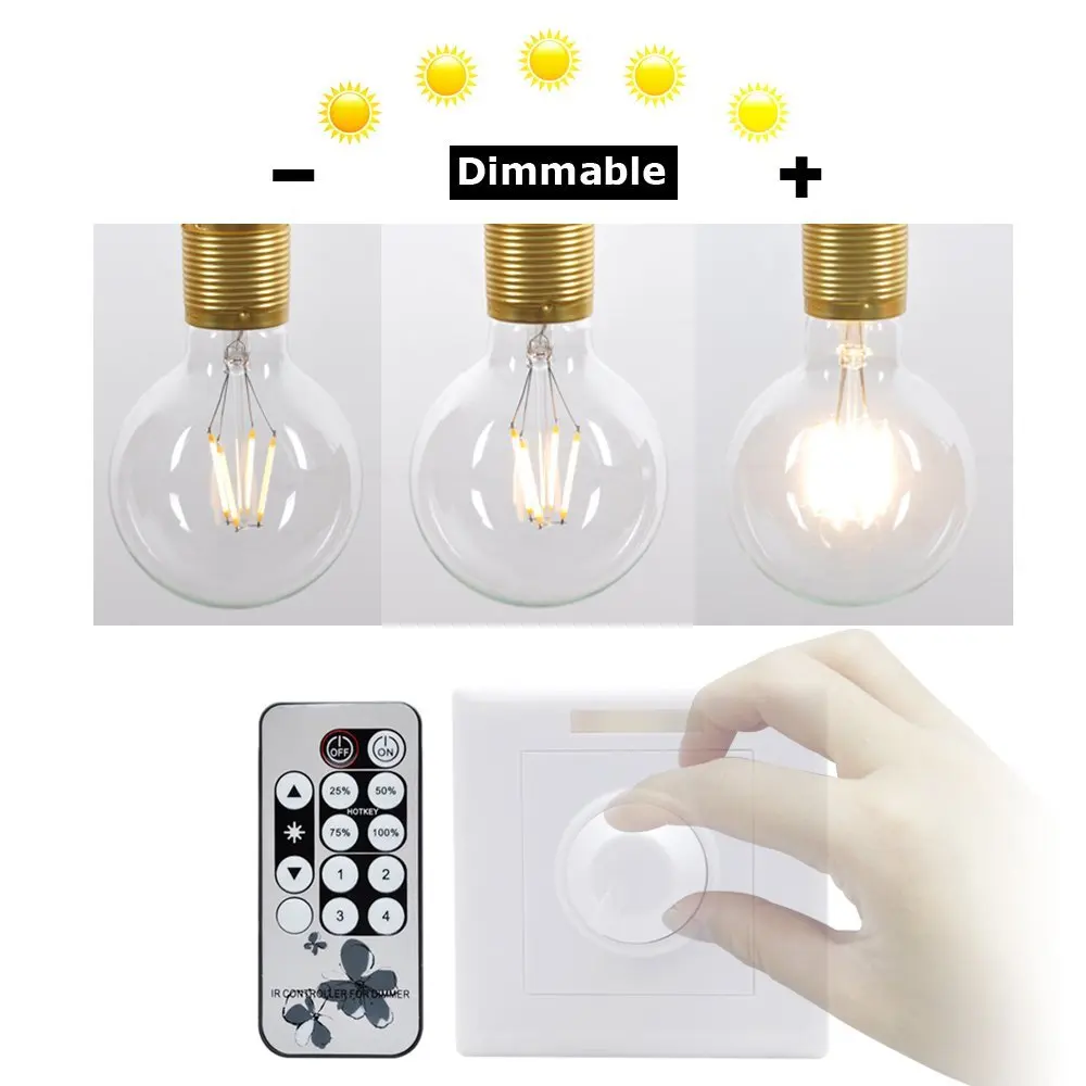 GANRILAND Triac LED Dimmer AC 220V 110V with Remote Control Specially Designed for Single Color Vintange LED Filament Bulb Lamps