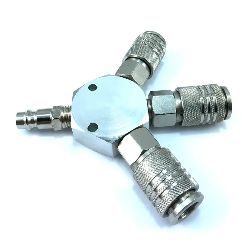 3-WAY MANIFOLD Quick Coupler 1/4\'\'NPT Connector Air Hose Coupling Pneumatic Tools European American Universal Style