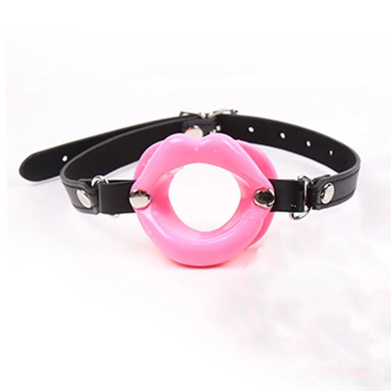 Leather Strap Rubber Lips O Ring Mouth Gag BDSM Bondage Blow Job Fetish submission Adult Sex Toys For Woman Sex Products