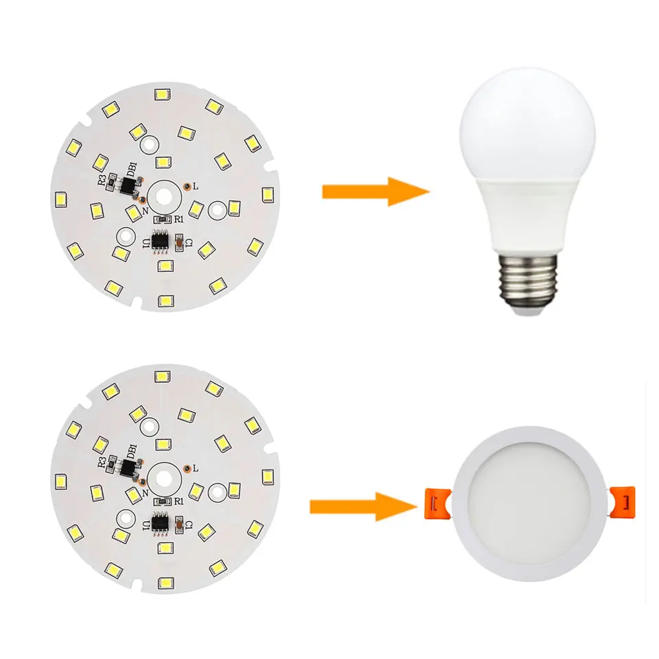 10pcs ac 220v LED Lamp Bulbs PCB Integrated Smart IC Driver 3w 5w 7w 9w 12w 15w 18w White & Warm White Light Board For Ceiling