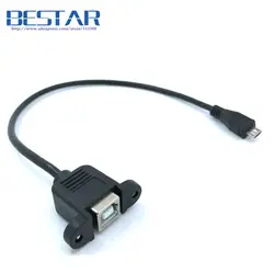 Micro-USB 5pin Micro USB 2.0 Male to USB 2.0 B Type Female Connector Cable 30cm 50cm With Panel Mount Hole cables