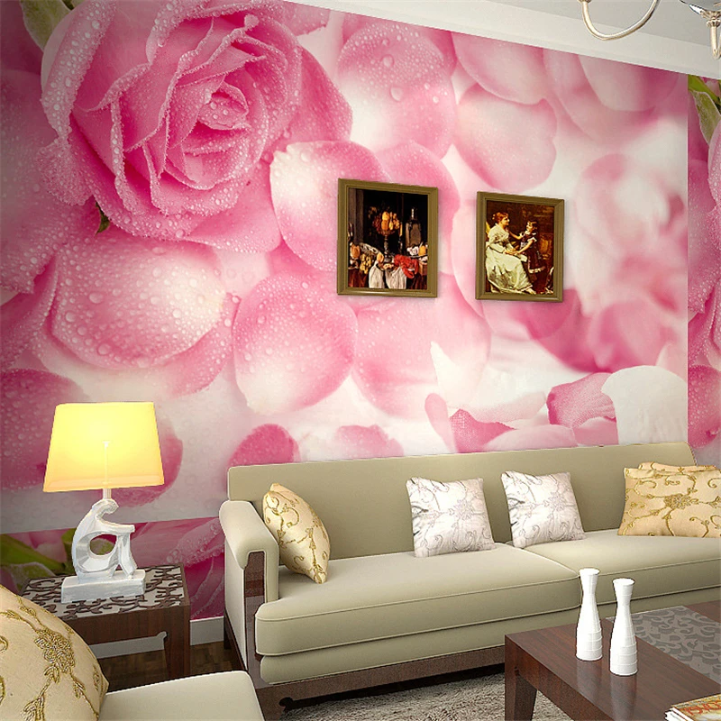 

beibehang 3D Stereo Mural Seamless Rose Petals TV Background Wallpapers Living Room Bedroom Wallpaper Wall Coverings