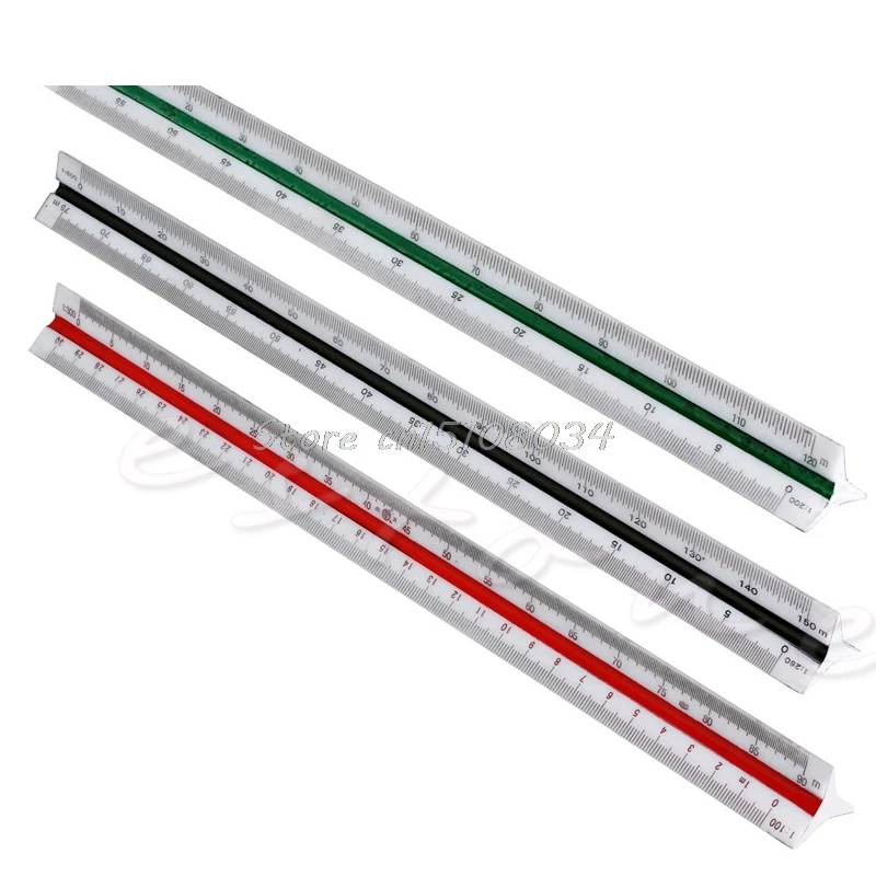 300mm 1:150 1:200 1:250 Triangular Metric Scale Ruler For Engineer Multicolor Wholesale & Drop Ship