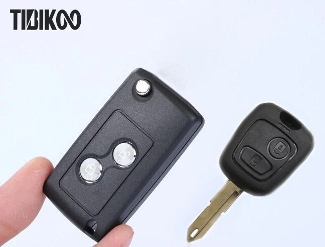 

Car Key Blanks Case For Citroen C2 Modified Folding Flip Remote Key Shell for Peugeot 206 With Metal Button