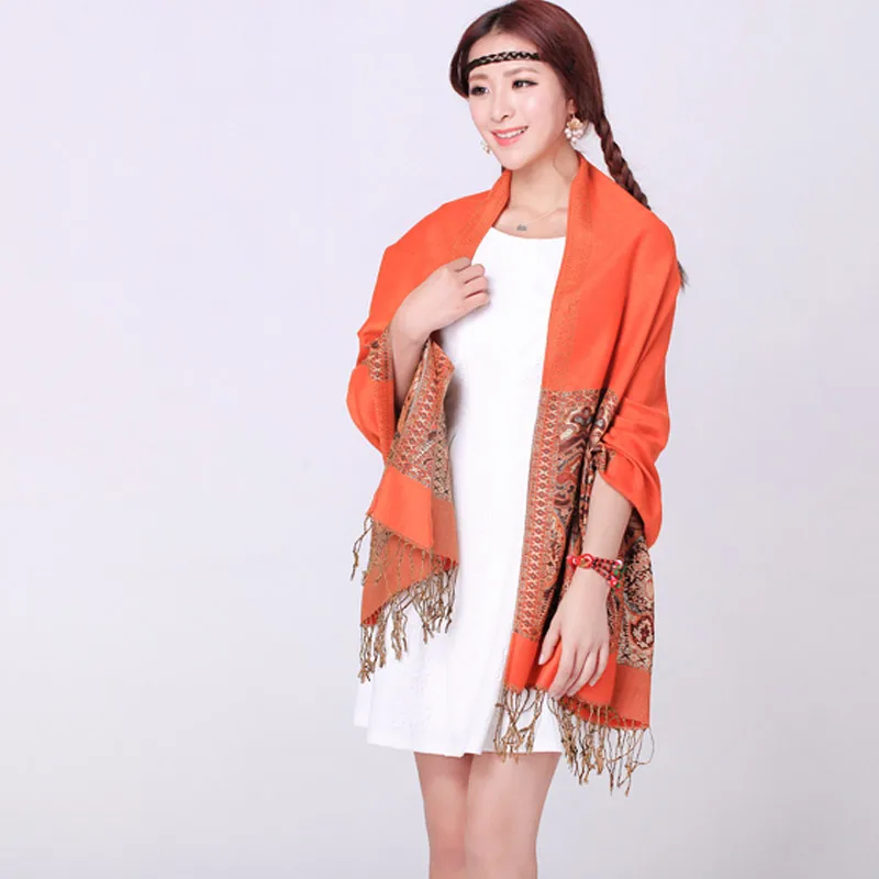 Ethical Design brand women scarf Autumn winter warm Printing scarves for lady shawls and wraps Fringe long bandana