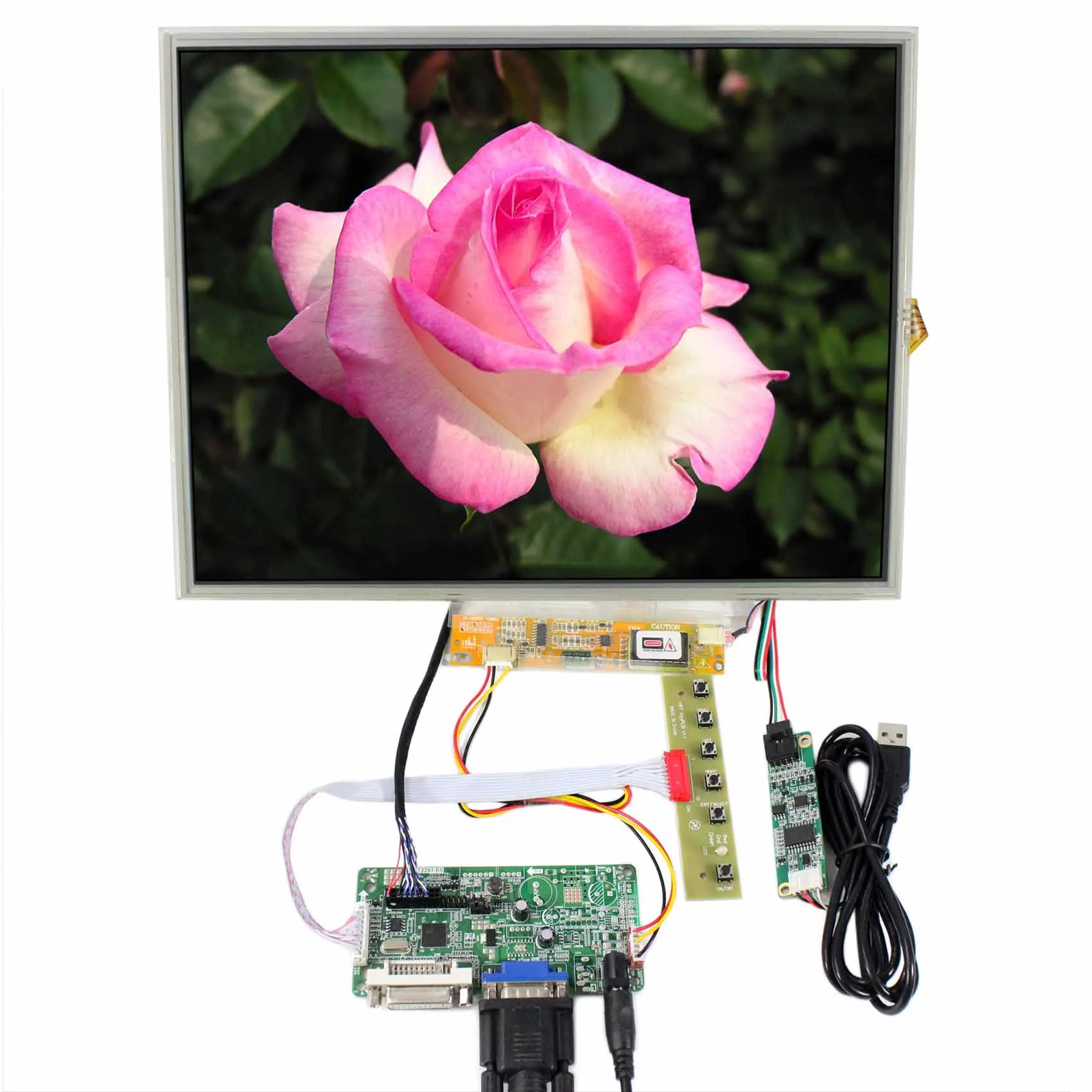 DVI + VGA LCD + 15 นิ้ว 1024x768 LTN150XB B150XG01 LCD + หน้าจอสัมผัส