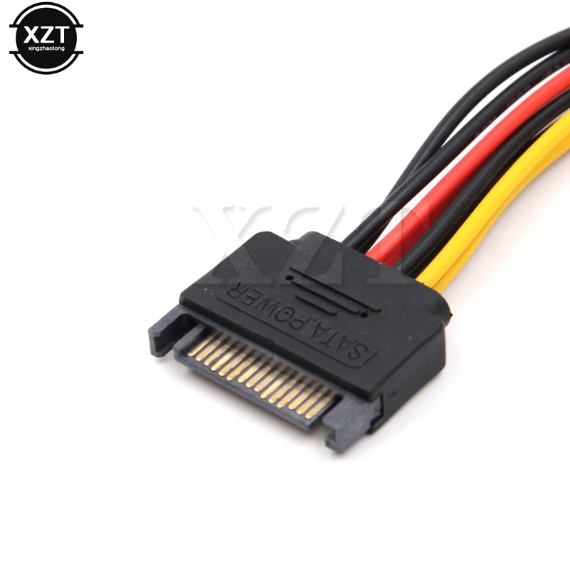 15 Pin SATA Male to 4 Pin Molex 2 Female IDE HDD Power Hard Drive Cable Adapter HY1104