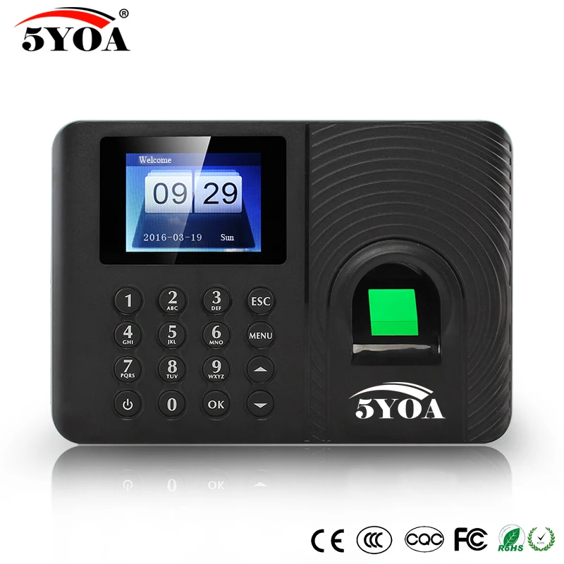 A10 Biometric Fingerprint Time Attendance System Clock Recorder Employee Recognition Recording Device Electronic Machine