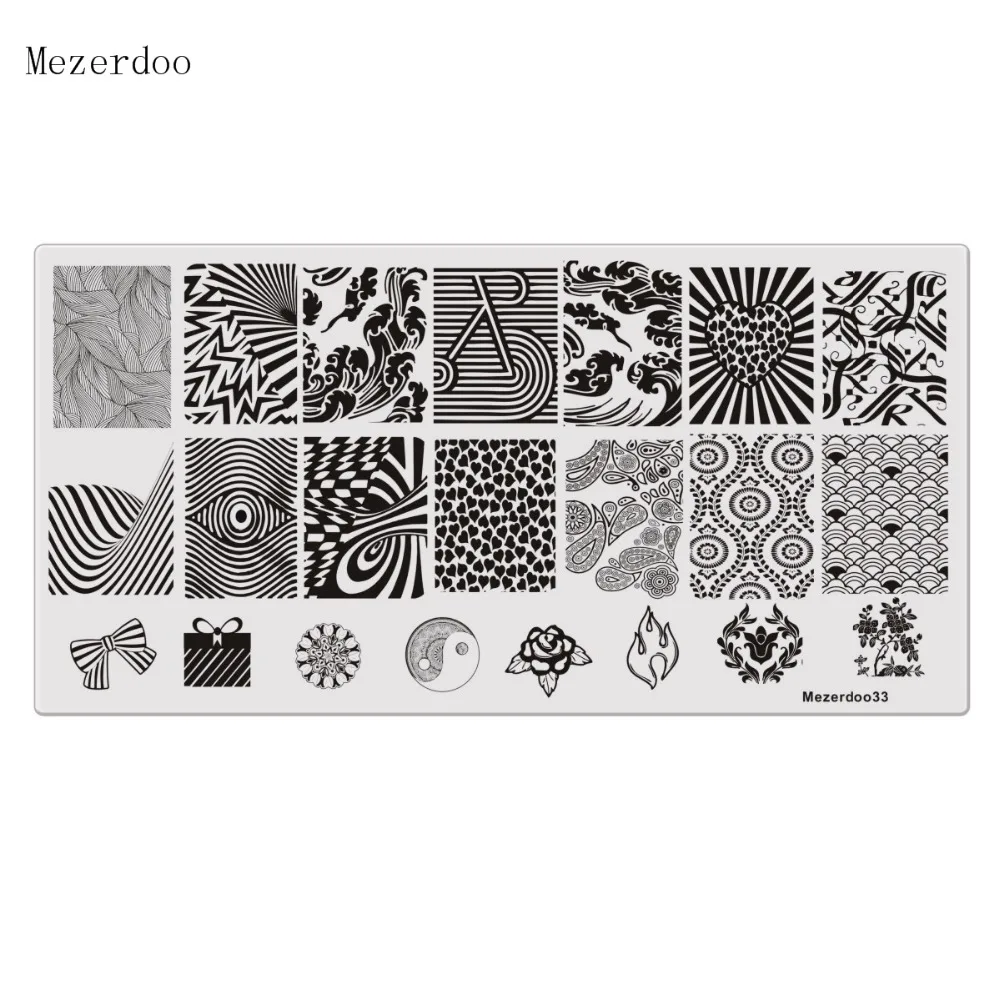 DIY Geometric Patterns Disk Nail Art Image Plate Stamping Template Stripe Line Design Nail Polish Templates Mezerdoo 33