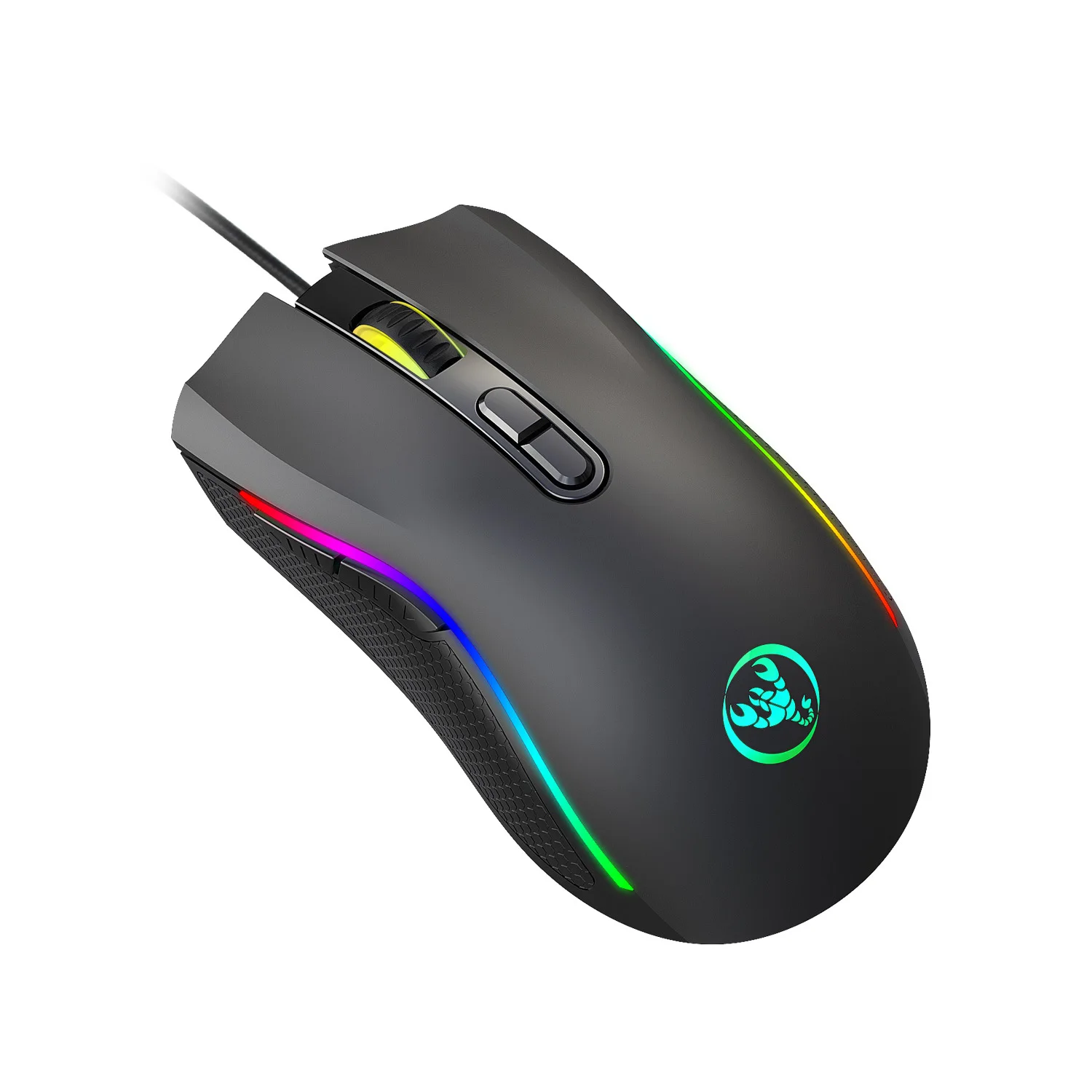 Hongsund New Macro Programming RGB 7200DPI Luminous Game Mouse Electric Race Cable Mouse 6 dpi File Adjustable Gaming Mouse