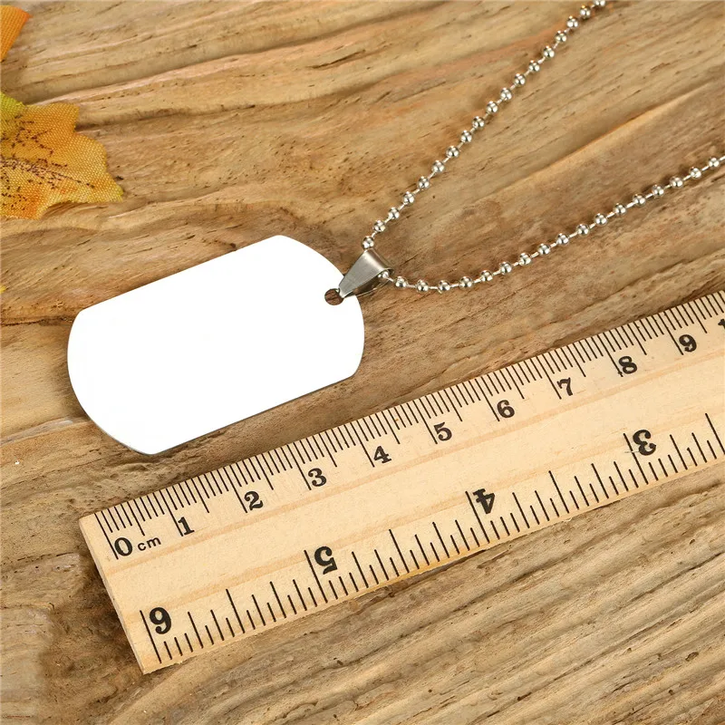 1PC Fashion Stainless Stee lDog Tag Pendant Necklace For Women Men Punk Metal Color Smooth Army Tag Necklace Jewelry N4-1