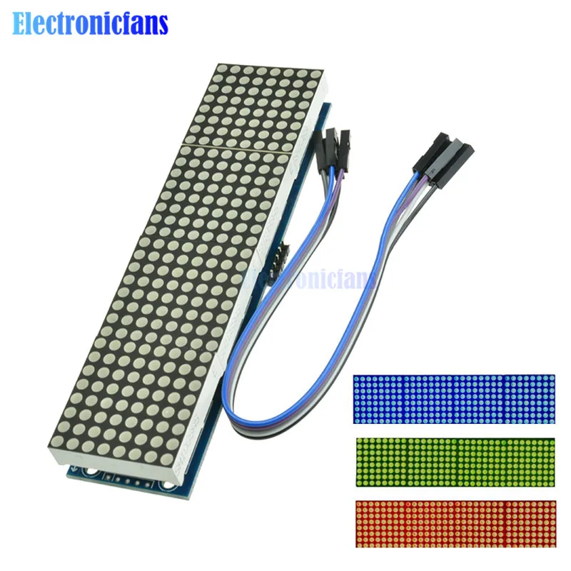 MAX7219 LED Microcontroller 4 In 1 Display with 5P Line Dot Matrix Module 5V Operating Voltage for Arduino 8x8 Dot Matrix Common