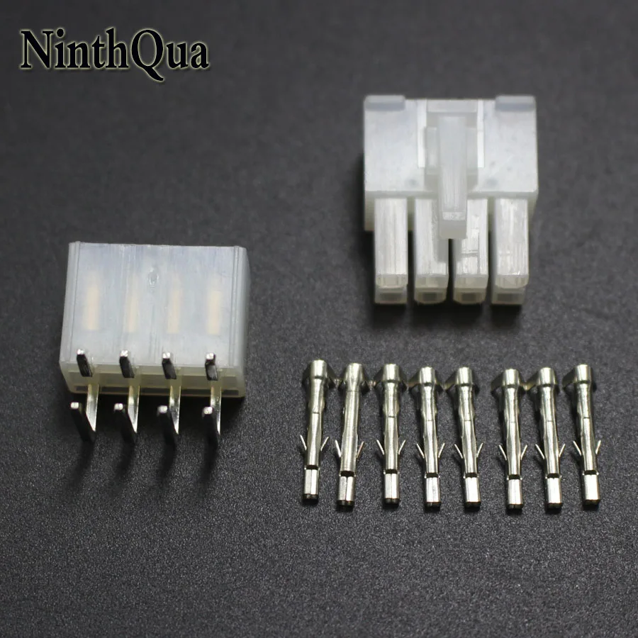 2sets 5557 5569 8P Bend Pin Wire Terminals Electrical Connector 4.2mm 8Pin Right Angle Plug jack for Car Auto PC ATX