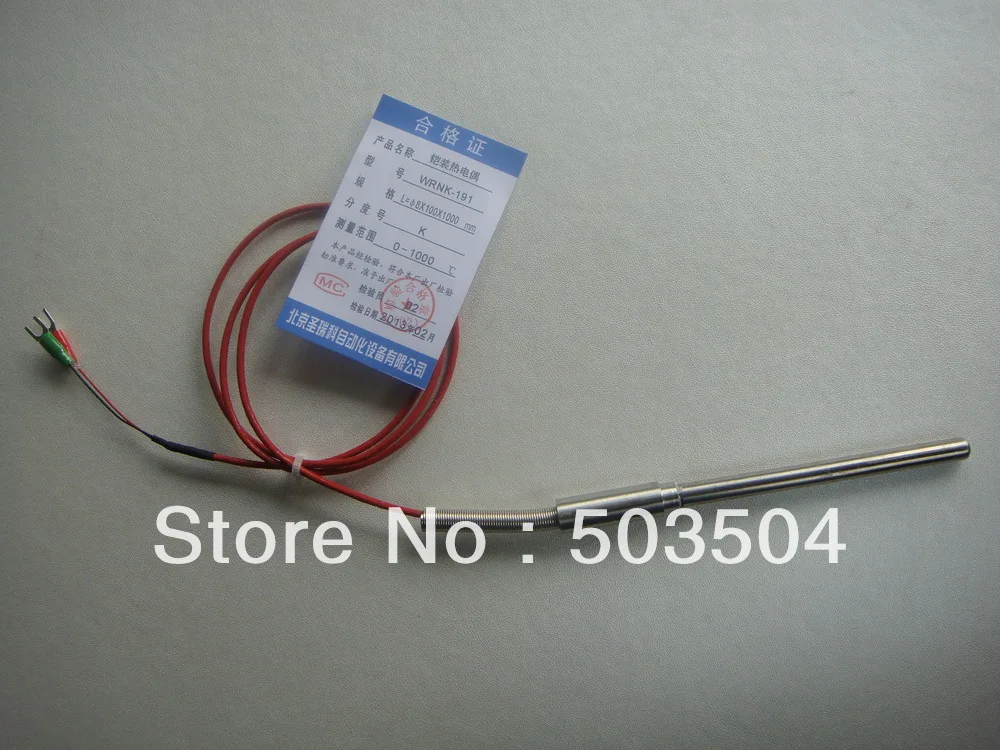 8*100mm*1000mm Thermocouple K type 0-1000C , fast delivery,