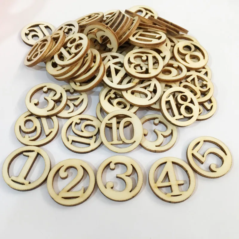 50Pcs Random Mixed 1-30 Number Wood DIY Crafts Scrapbook DIY For Home Decor Wooden Ornaments Accessories Embellishment