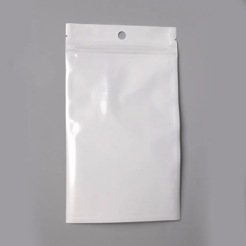 50/100Pcs Multi Sizes White Clear Self Seal Zipper Plastic Retail Packaging Poly Bag Hang Hole For Storage Pouch Ziplock Bag