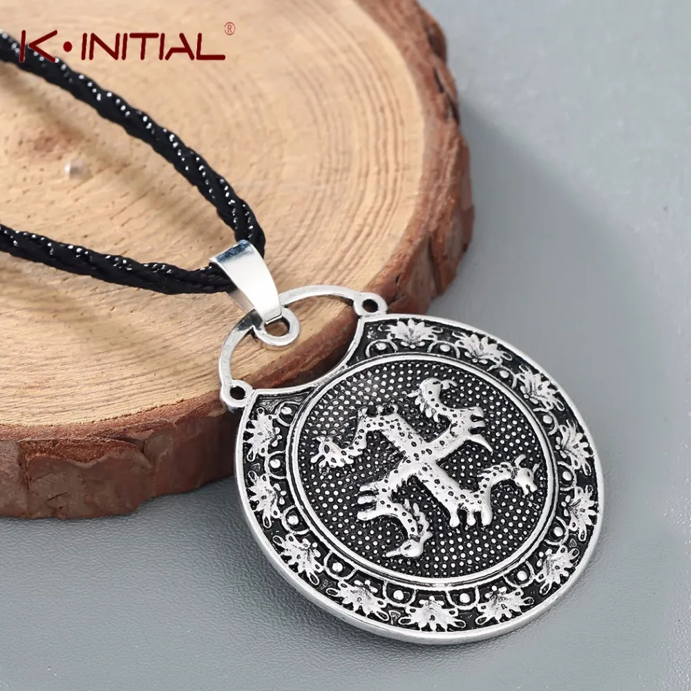 Kinitial Amulet Slavic Animal Kolovrat with Horse Bird Pendant Ancient Slavic Symbol Talisman Pendant Necklace Men Jewelry