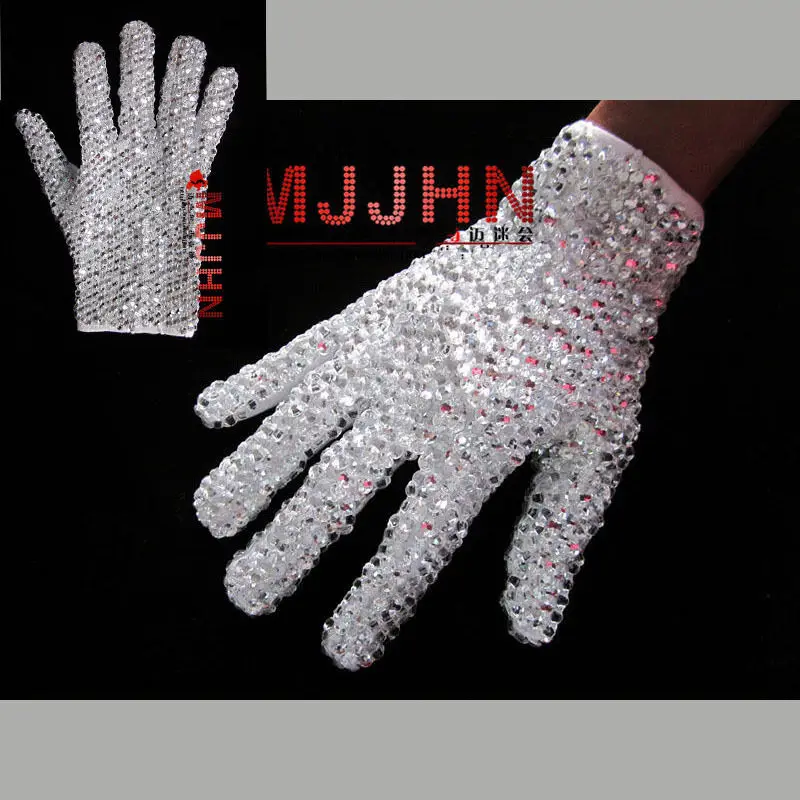 Handmade Michael Single Side Shinning Rhinestone Glove with 1000 pcs Crystal on it