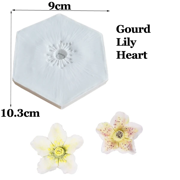 NEW Flower Heart Silicone Mold of Calla Lily,Anemone, Daisy, Wild Rose for Gumpaste,Clay,Sugar Cake Decorating Tools cs366